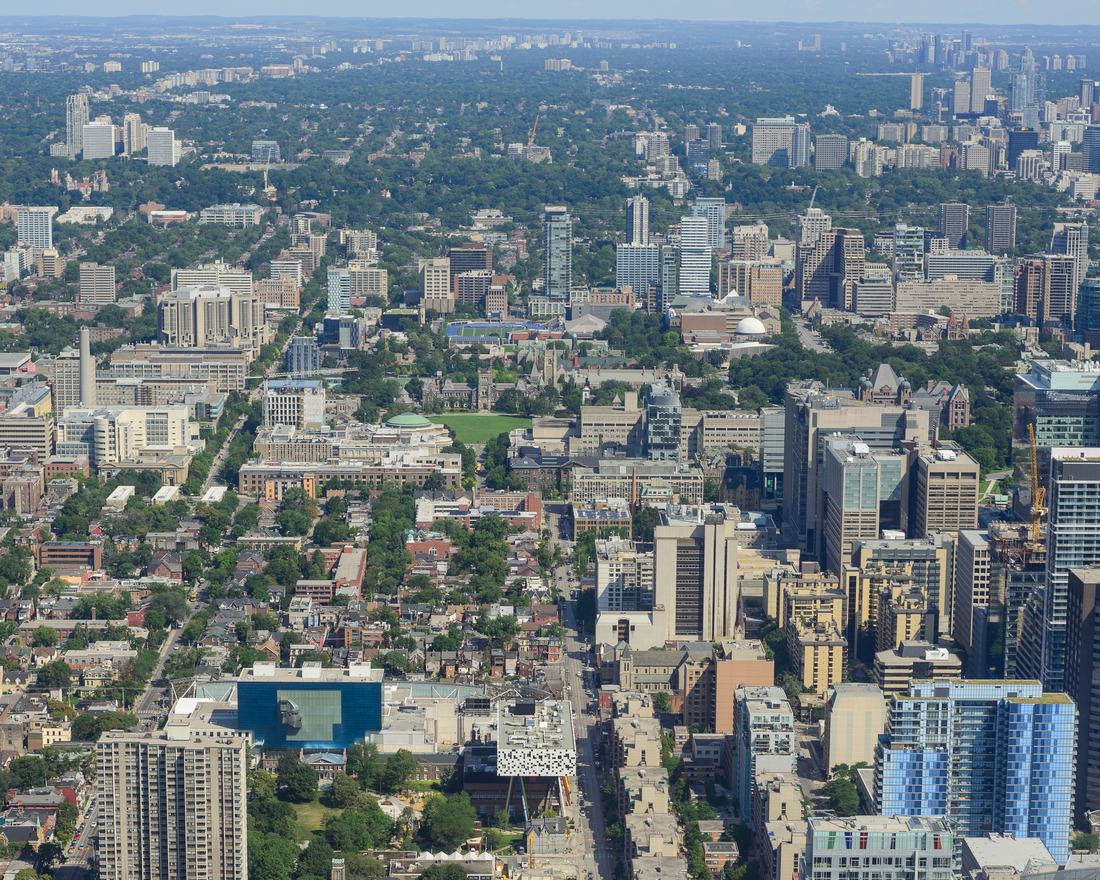 A university campus in Toronto in summer
